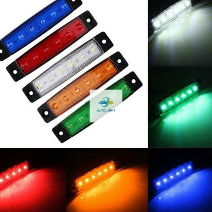 TIPE KUA201 Lampu LED 6 SMD Samping Bak 24 Volt Anti Air Topi Kabin Truk