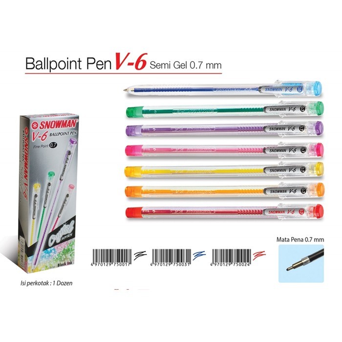 

Ballpoint Snowman V-6 Hitam / Pack