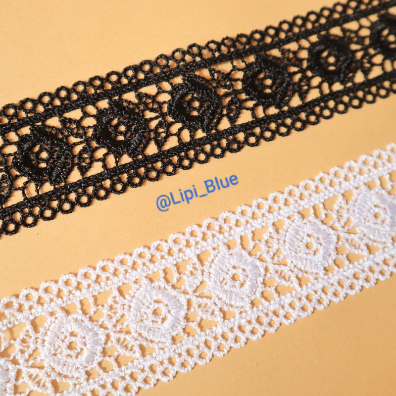 Renda Gyper Bunga | bahan aksesoris hiasan baju kebaya giper lace