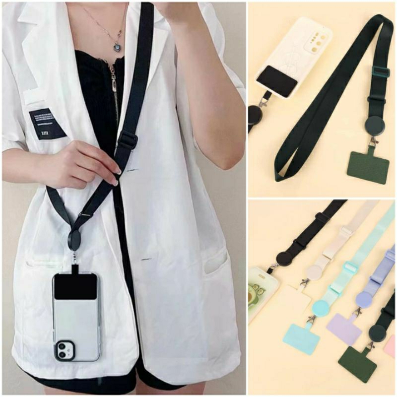 Gantungan HP Universal Macaron Panjang - Bahan Tebal Kuat Tali Lanyard Sling Ajustable