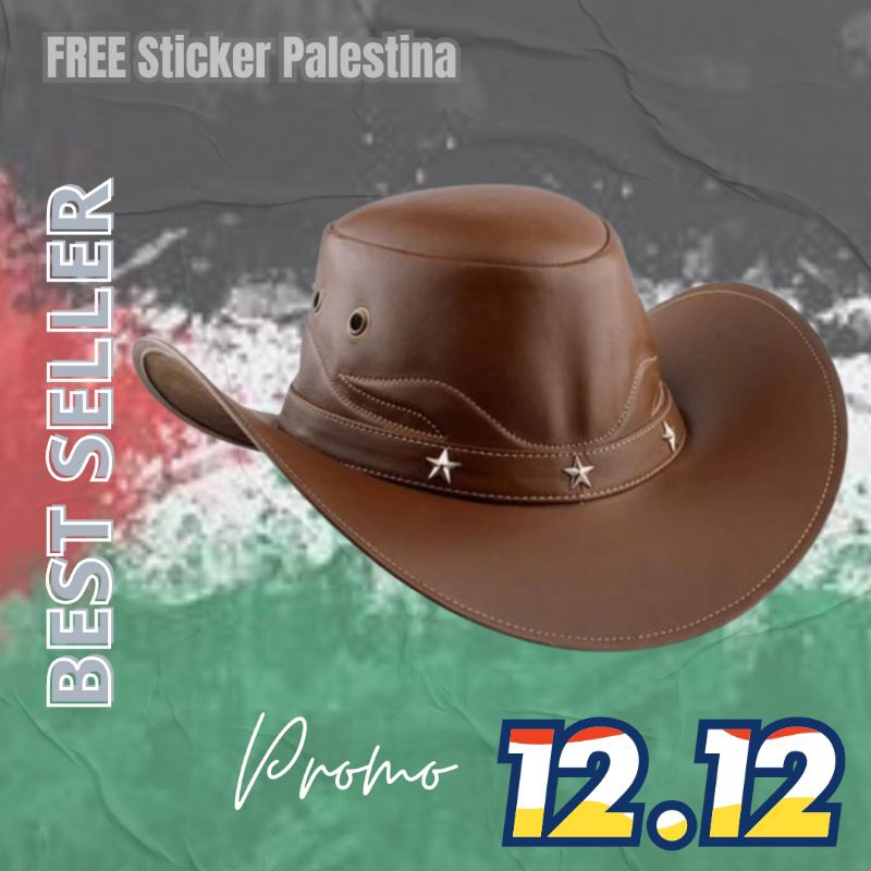 TOPI KOBOI 100% TOPI PRIA GAUL BAHAN KULIT ASLI MADE IN GARUT