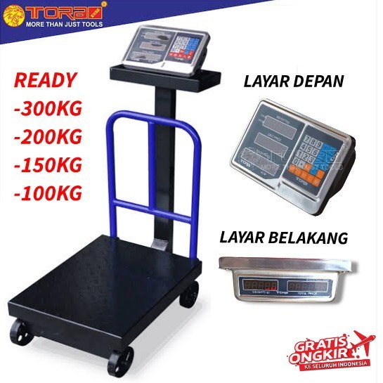 TCS - 150 kg Timbangan Duduk Digital Charger Elektronik Pagar Lipat Display Sembako Laundry Buah Bar