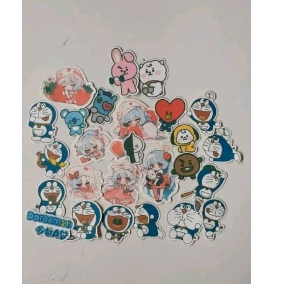 

sticker animasi lucu imut isi 15/20 pcs cantik cute doraemon bt21