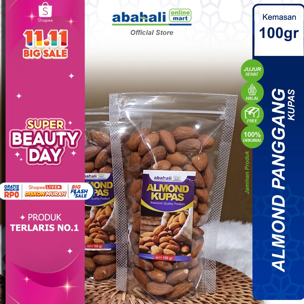 

[☝G70\] Kacang Almond Kupas 100 Gr Tanpa Kulit Matang Enak Bergizi New Product