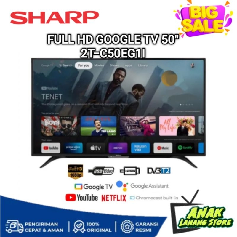 SHARP 2T-C50EG1I LED GOOGLE TV 50 INCH FULL HD DIGITAL SMART GOOGLE TV 2TC50EG1I