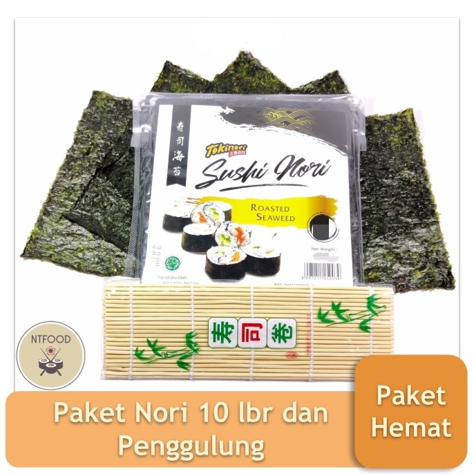 

T3rbaru Paket Nori Tokinori 10 Lembar + Penggulung Sushi Rumput Laut Kering Halal Harga Baru