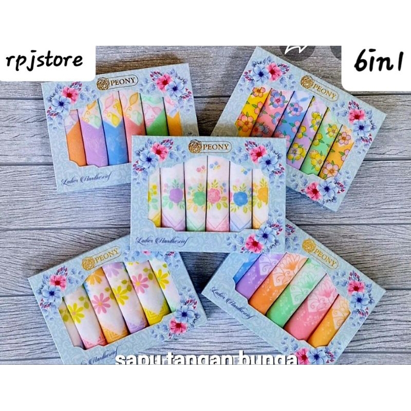 SAPU TANGAN WANITA MOTIF BUNGA 6IN1