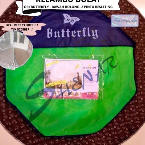 modelTipe OGG621 KELAMBU BUTTERFLY 100% ORI / Kelambu Tempat Tidur Dewasa Portable 2 Pintu Resleting