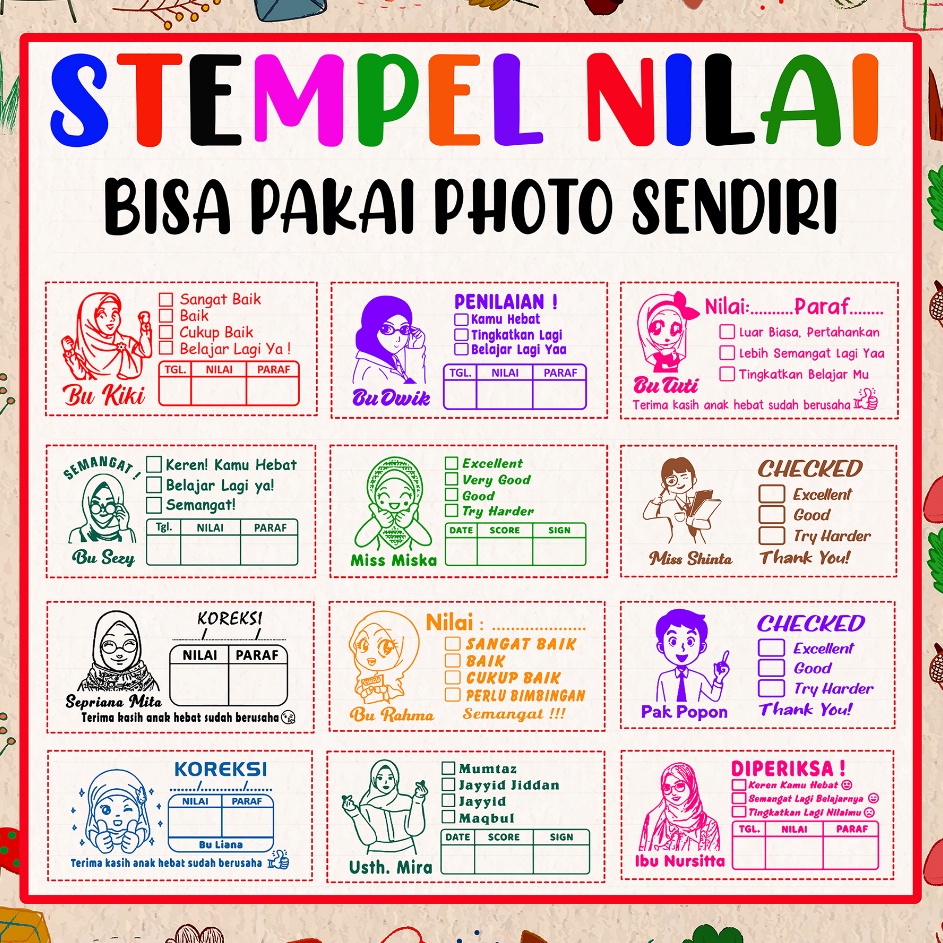 

Dijual Murah Stempel Nilai Guru / Penilaian Guru / Koreksi / Checked / Reward ➙➼✦❃