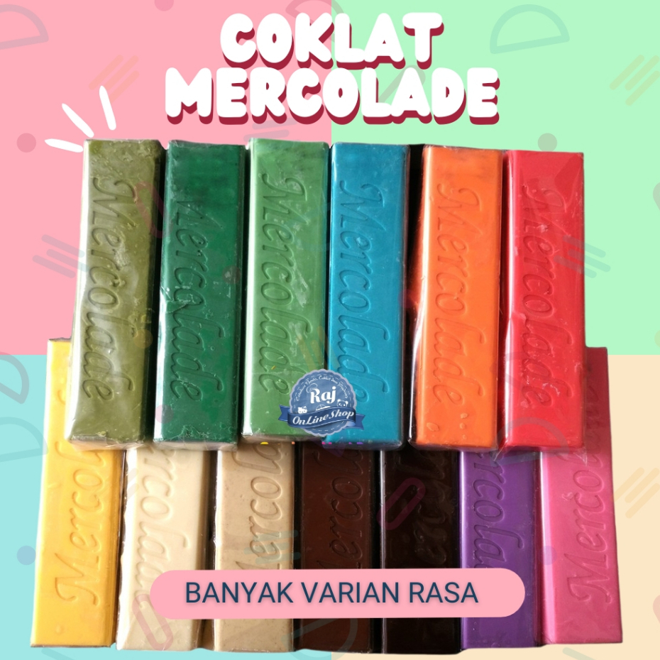 

Mercolade Coklat Batang Rainbow warna banyak exp jauh halal mui topping toping