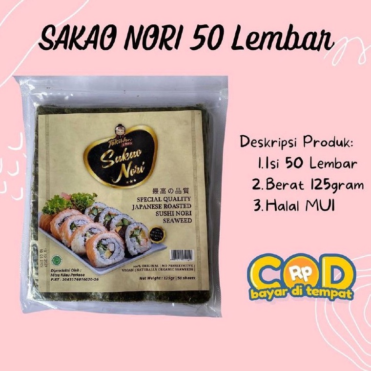 

[★P24(] Sakao Yaki Sushi Nori 50 Lembar - Sakao Rumput Laut 1 Pack (50s) - Manjun Seaweed - Nori Sushi Halal Again