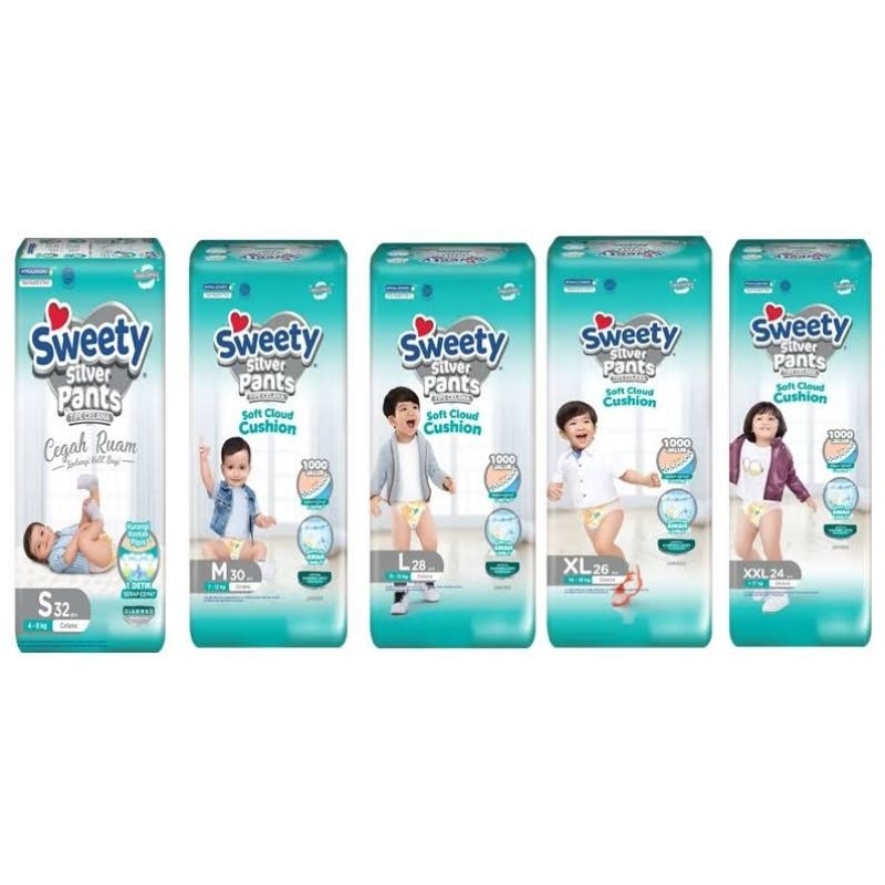 Pampers Sweety silver Pants NBS 40(perekat), S32, M28, L26, XL 24, XXL22 ( Celana)