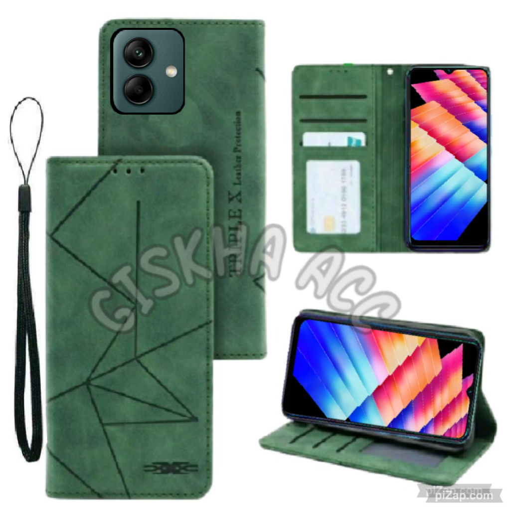 SAMSUNG A04E CASE LEATHER FLIP MAGNET CASING DOMPET HP SARUNG HP KULIT MOTIF