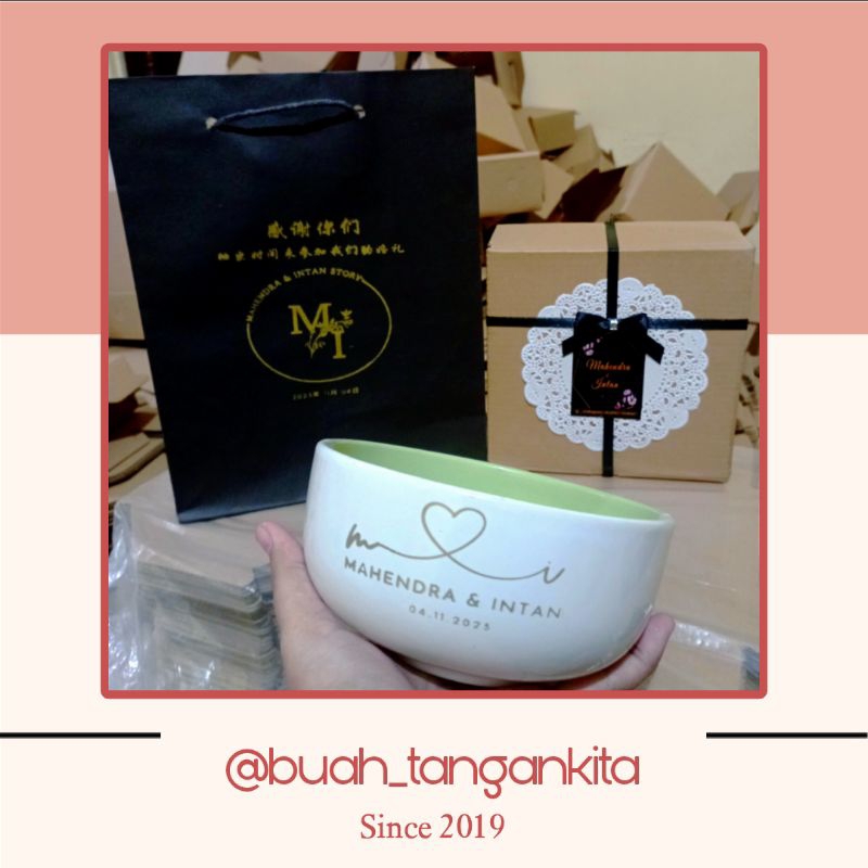 𝗕𝗧𝗞 - Souvenir Mangkok Twotone kemas Dus eflute + Paperbag Souvenir Murah