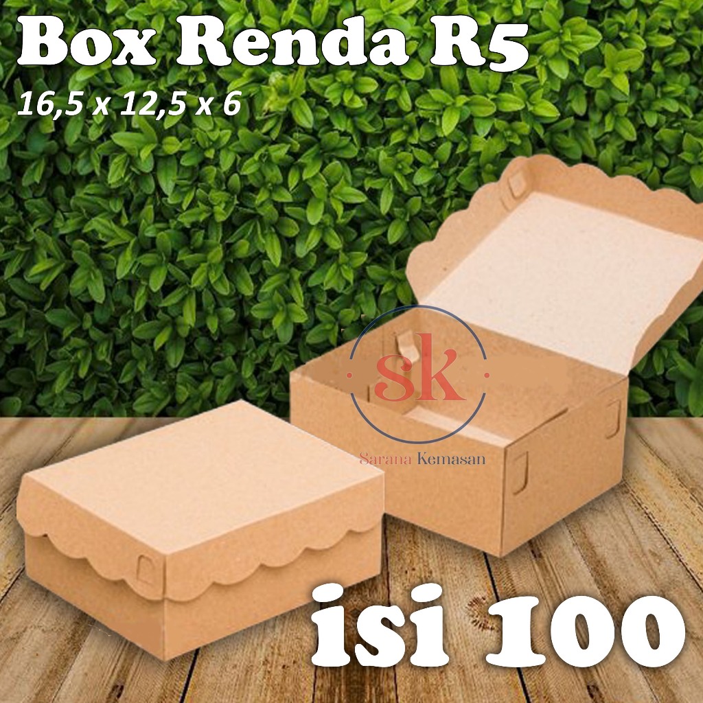 

Box Kraft 310 gsm Kue Snack Box Renda Dus Roti R5 uk 16,5x12,5x6 (isi 100)