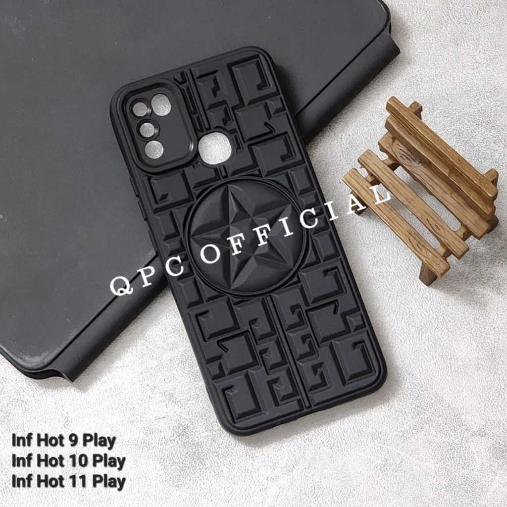 Infinix Hot 10 Play Infinix Hot 11 Play Case Macaron Black Motif 3D Star Motif timbul Case Jaket 3D 