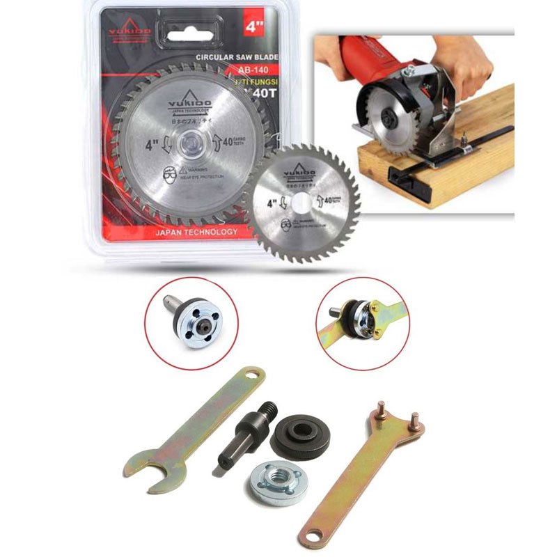 TERBARU DAN TERLAIRS PAKET SET - ADAPTOR BOR JADI GERINDA DENGAN MATA POTONG KAYU CIRCULAR SAW 4' Ad