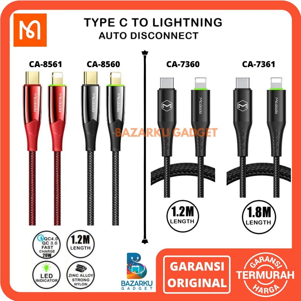 Mcdodo Kabel Iphone Mcdodo CA-8561 Mcdodo CA-7360 Mcdodo CA-8560 Mcdodo CA 7361 Kabel Type C To Ligh
