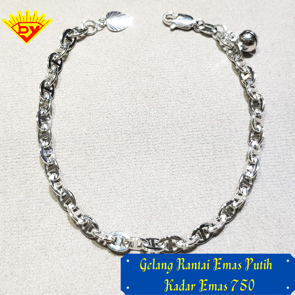 Gelang Rantai Emas Putih 692 Kadar Emas 750
