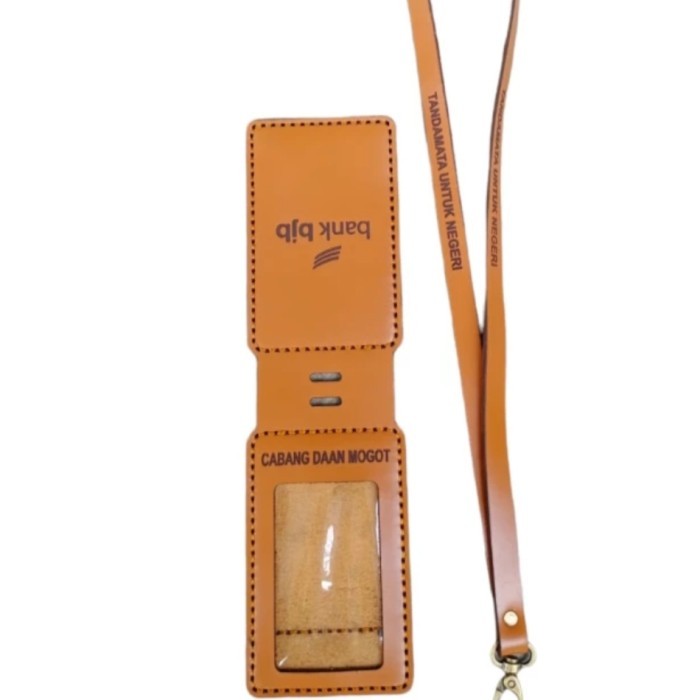 

Name Tag Id Card Holder Kulit Model Flip Magnet Custom Grafir Logo & Nama