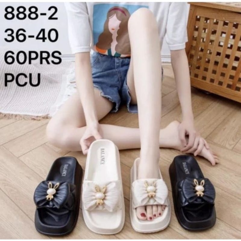 Sandal Slop Wanita Platform Jelly Pita Kelinci Balance 888