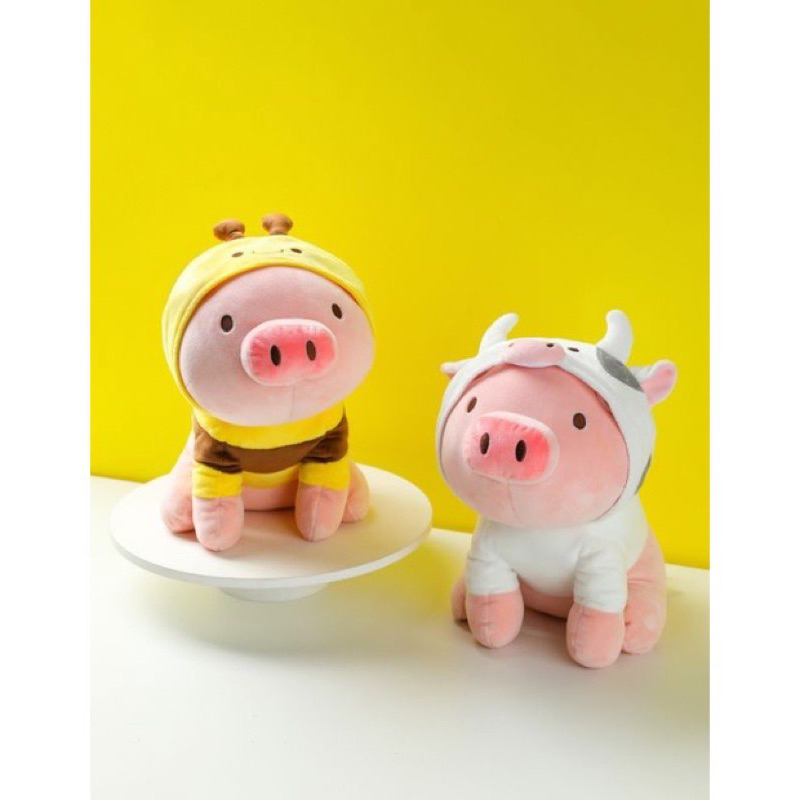 MINISO boneka babi/PIGLET PLUSH TOY / BEE HOODIE / COW HOODIE