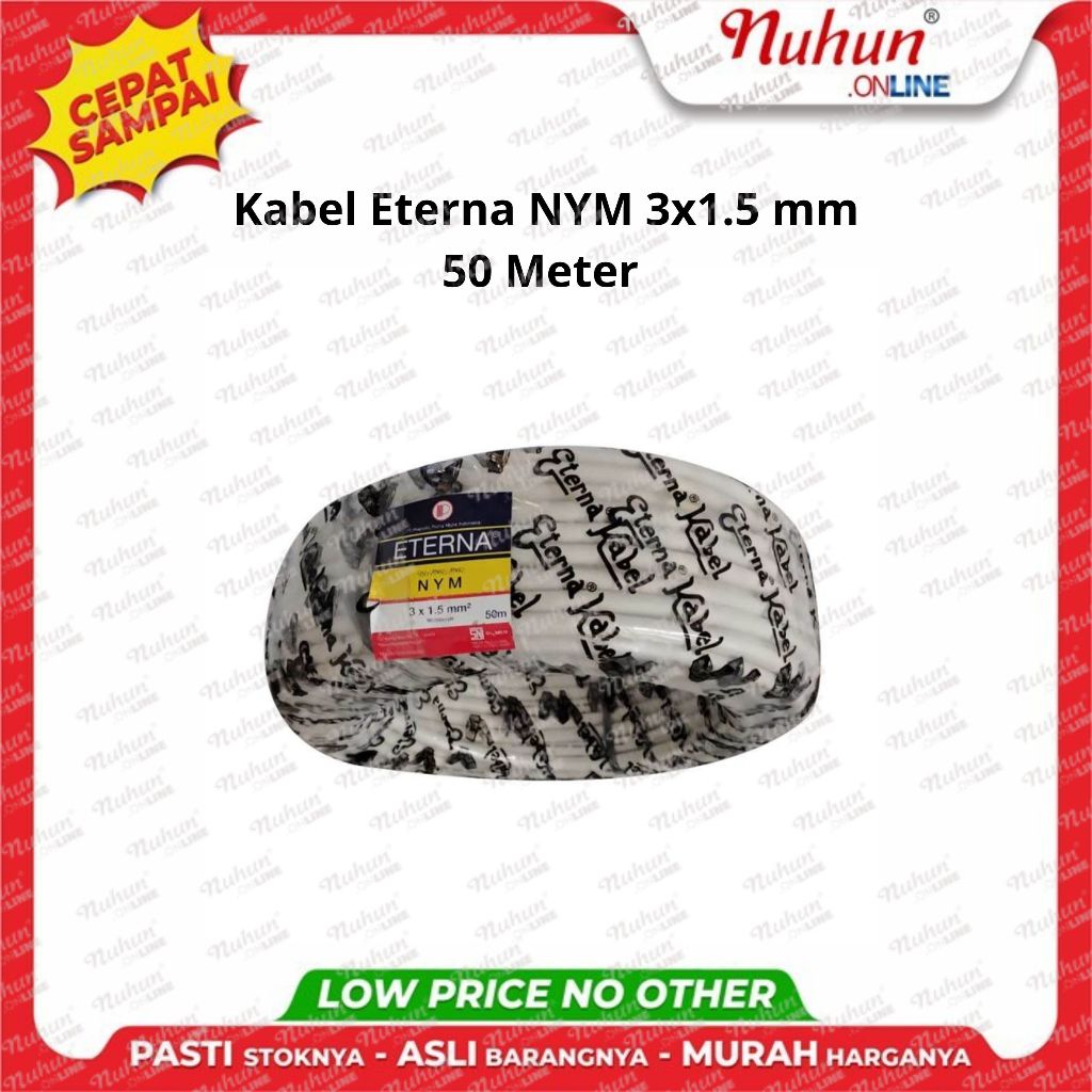 Kabel Eterna NYM 3x1.5 mm 50 Meter / Kabel Listrik Eterna NYM