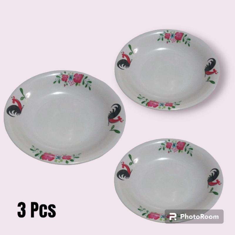 3 Pcs piring melamin 23 cm singa singi | piring makan melamin food grade