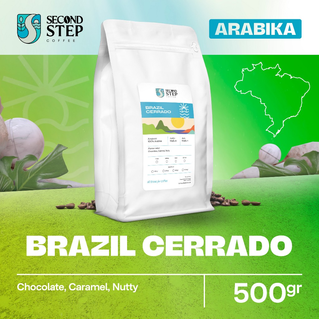 

Kopi Arabika Brazil Cerrado Arabica Coffee Beans 500g Coffe Biji Bubuk