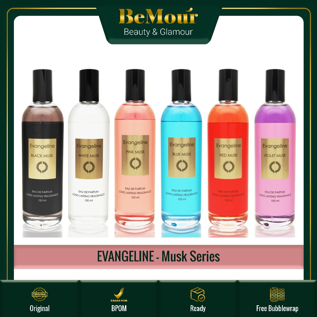 EVANGELINE - EAU DE PARFUM MUSK SERIES ( 100 ml ) - Perfume Black / White / Pink / Blue / Red / Viol