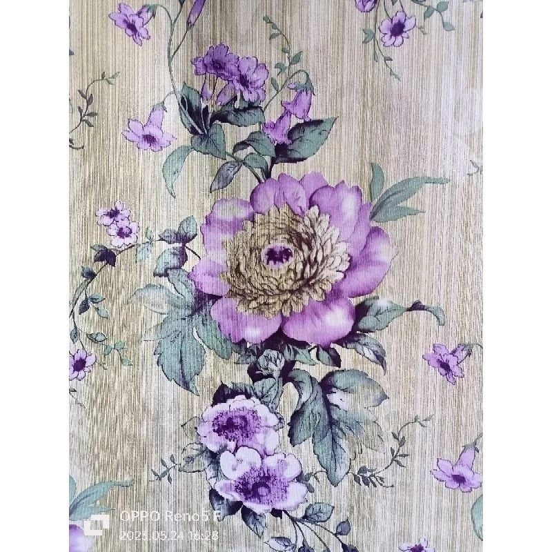 WALLPAPER STICKER DINDING TERMURAH BUNGA UNGU BESAR VARIASI MOTIP
