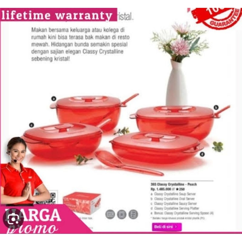 Classy Crystalline peach ori(dus/box penyok )