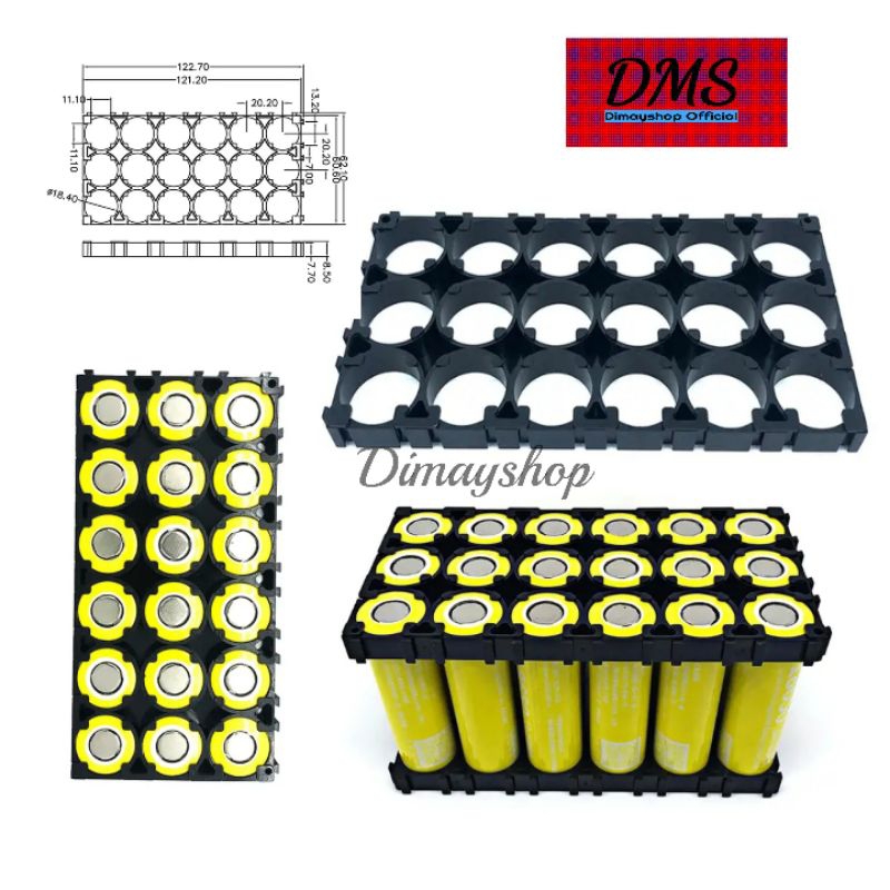 Braket Holder baterai lithium 18650 3x6 slot