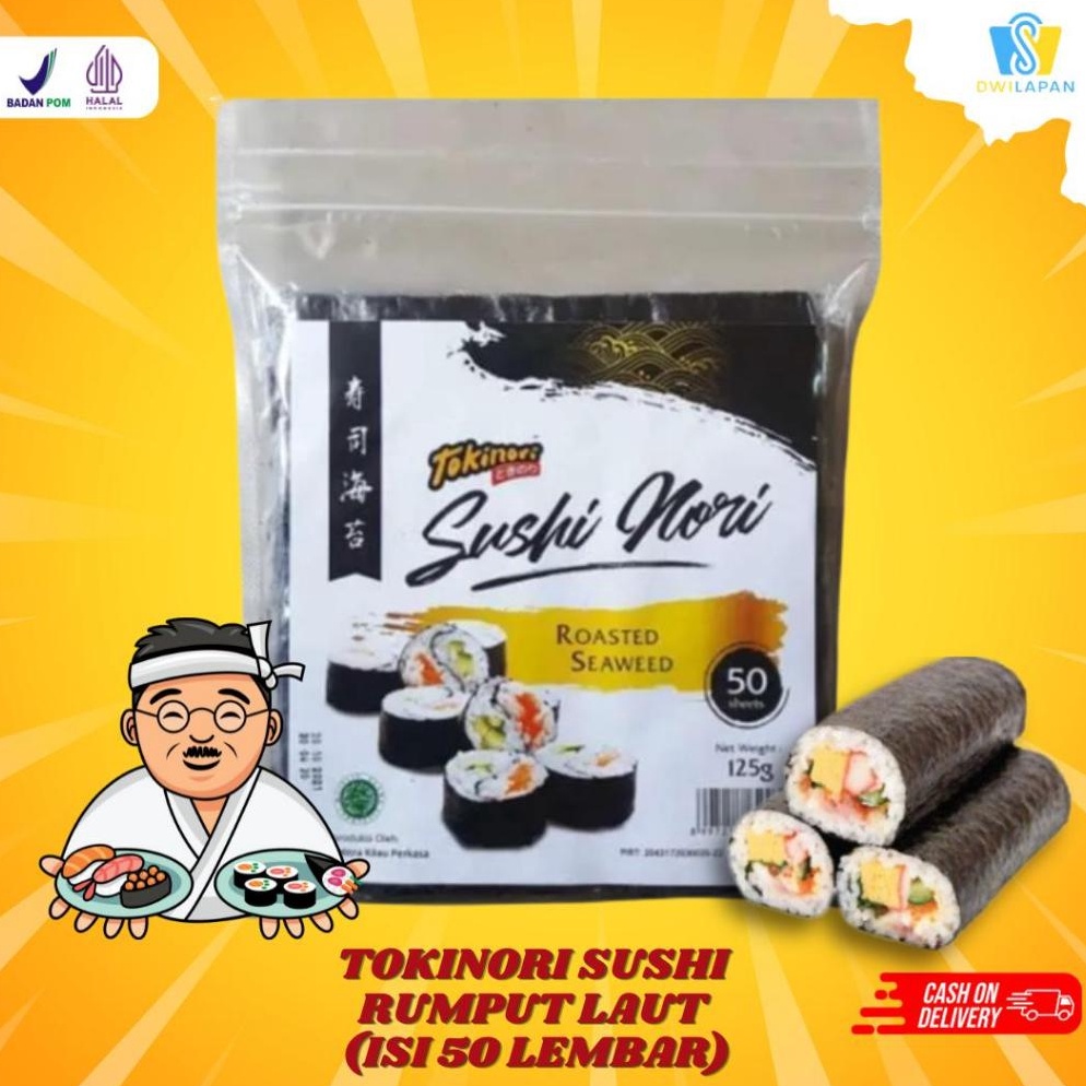 

65 50 Lembar - Tokinori Sushi Nori HALAL Rumput Laut Sushi | Sushi-Onigiri-Kimbab | Rumput Laut Panggang Seaweed 85