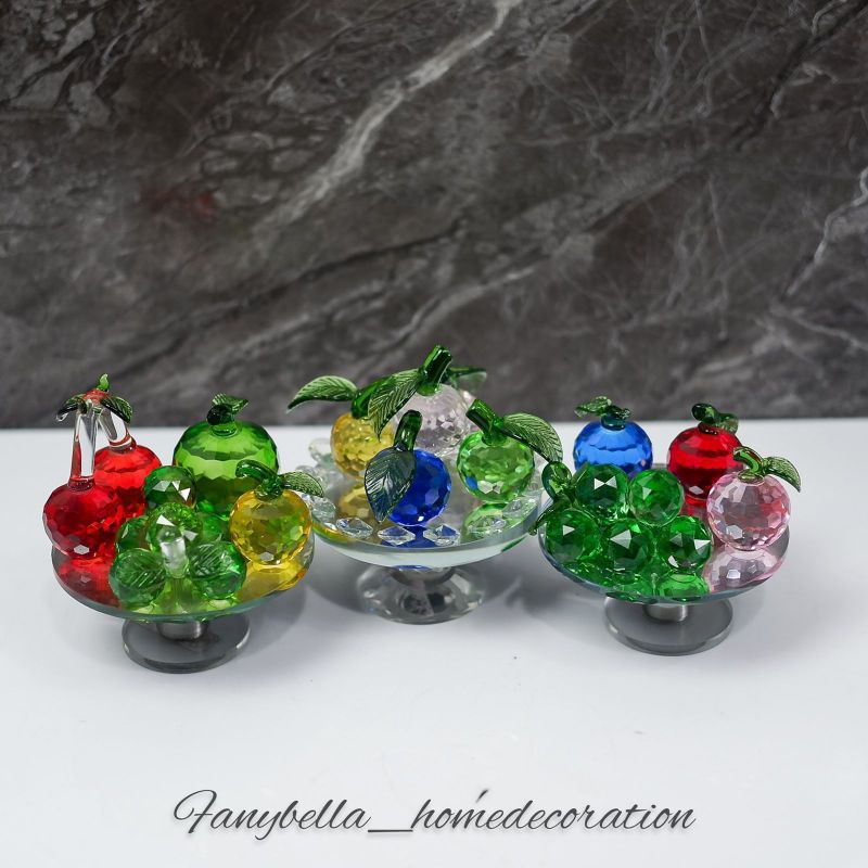 Pajangan Kristal Kaca Mewah Buah Apel Ceri Dekorasi Rumah Import