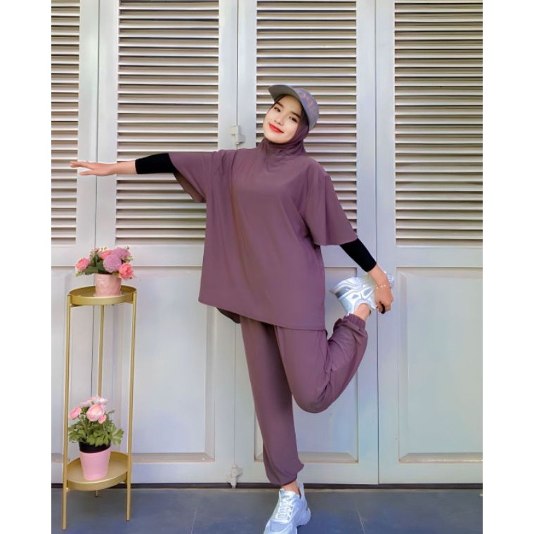 setelan olahraga muslimah set hijab olga set olga joger ycknv