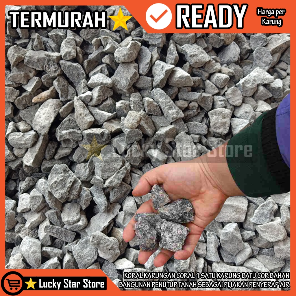 [Kargo] Koral Kerikil Krikil Coral 1 Satu Karung Karungan Batu Cor Bahan Bangunan Penutup Tanah Pija