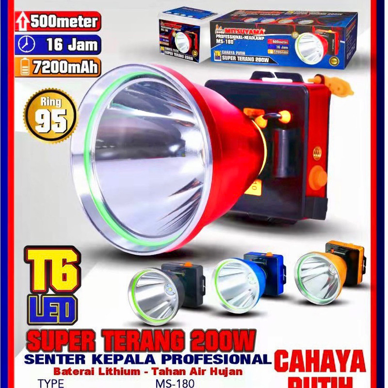 SENTER KEPALA MITSUYAMA MS-180 SUPER TERANG JUMBO 200w 200watt