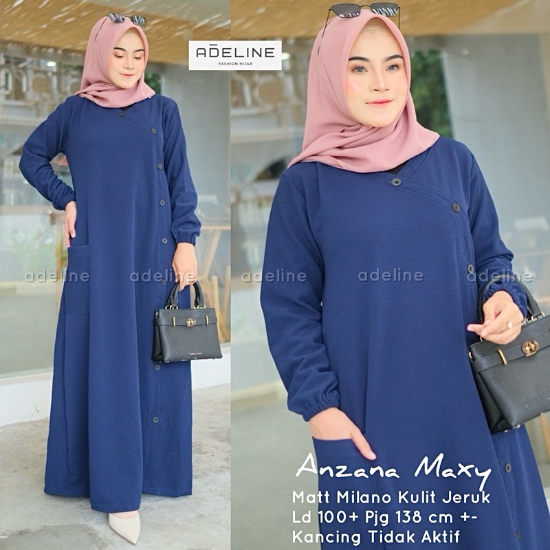 AM - ANZANA Maxy Gamis Wanita Muslim Lemon Skin Milano Melar-2