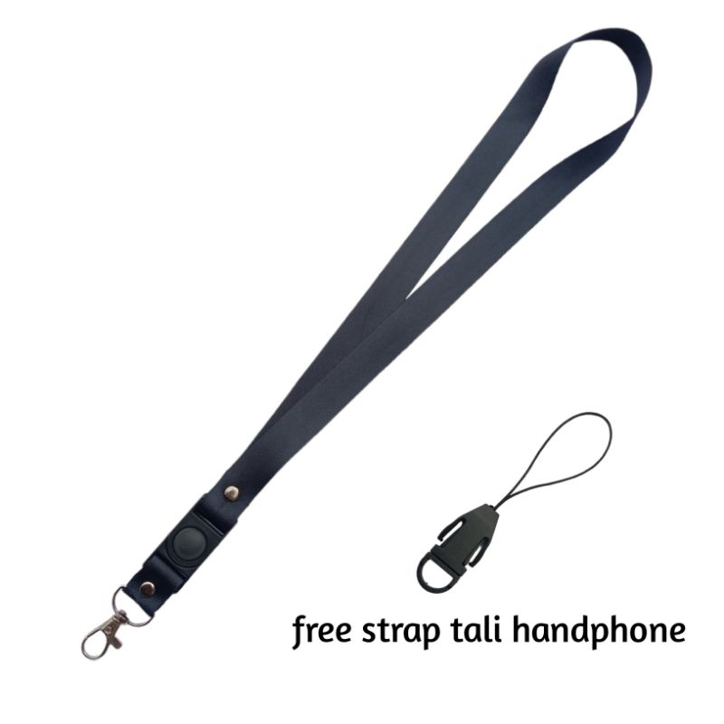 

ID LANYARD HITAM POLOS 2CM FREE KARET O RING DAN GANTUNGAN HP