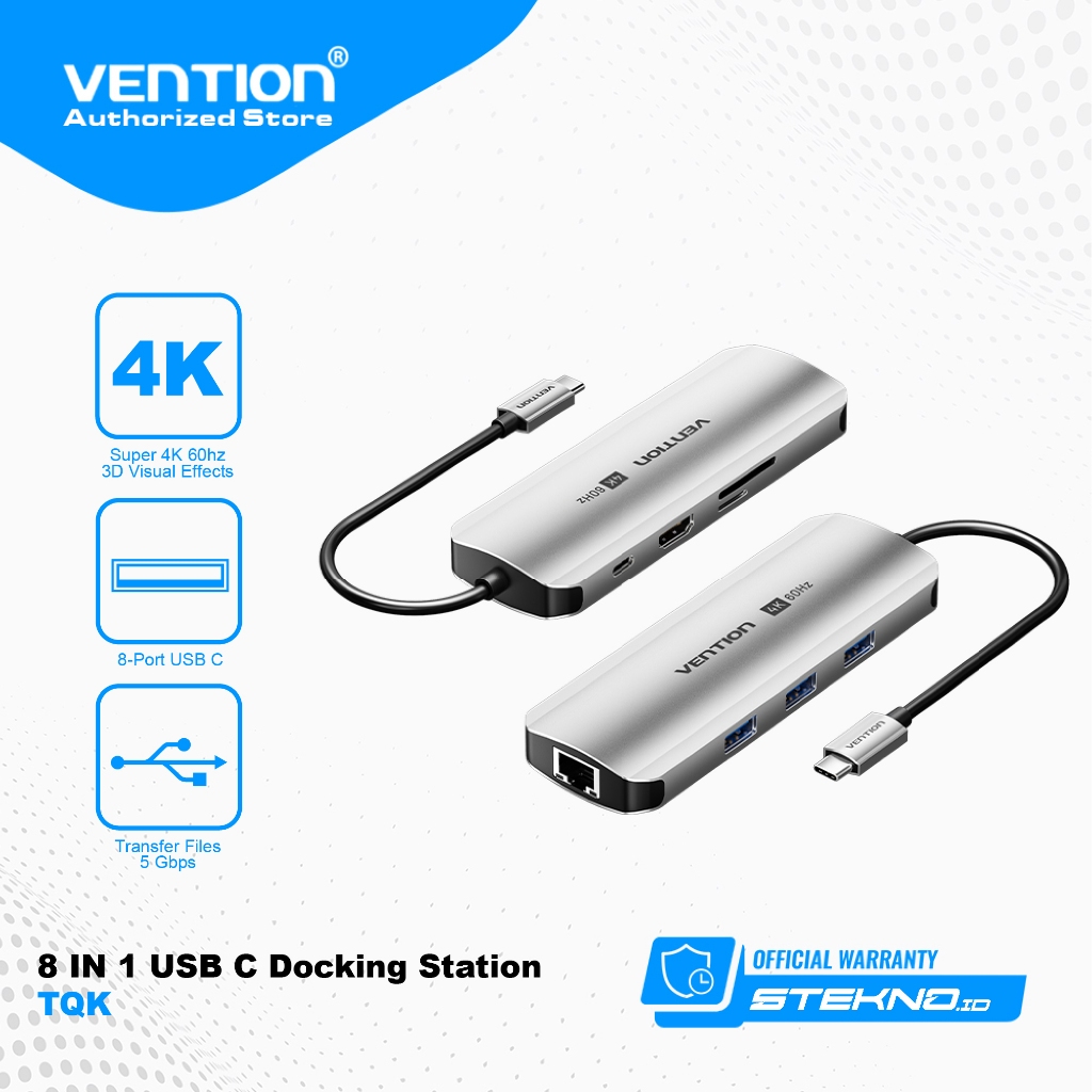 Vention Multiport Hub Type C to HDMI USB 3.0 Card Reader TF SD PD RJ45 Aluminium Alloy Type
