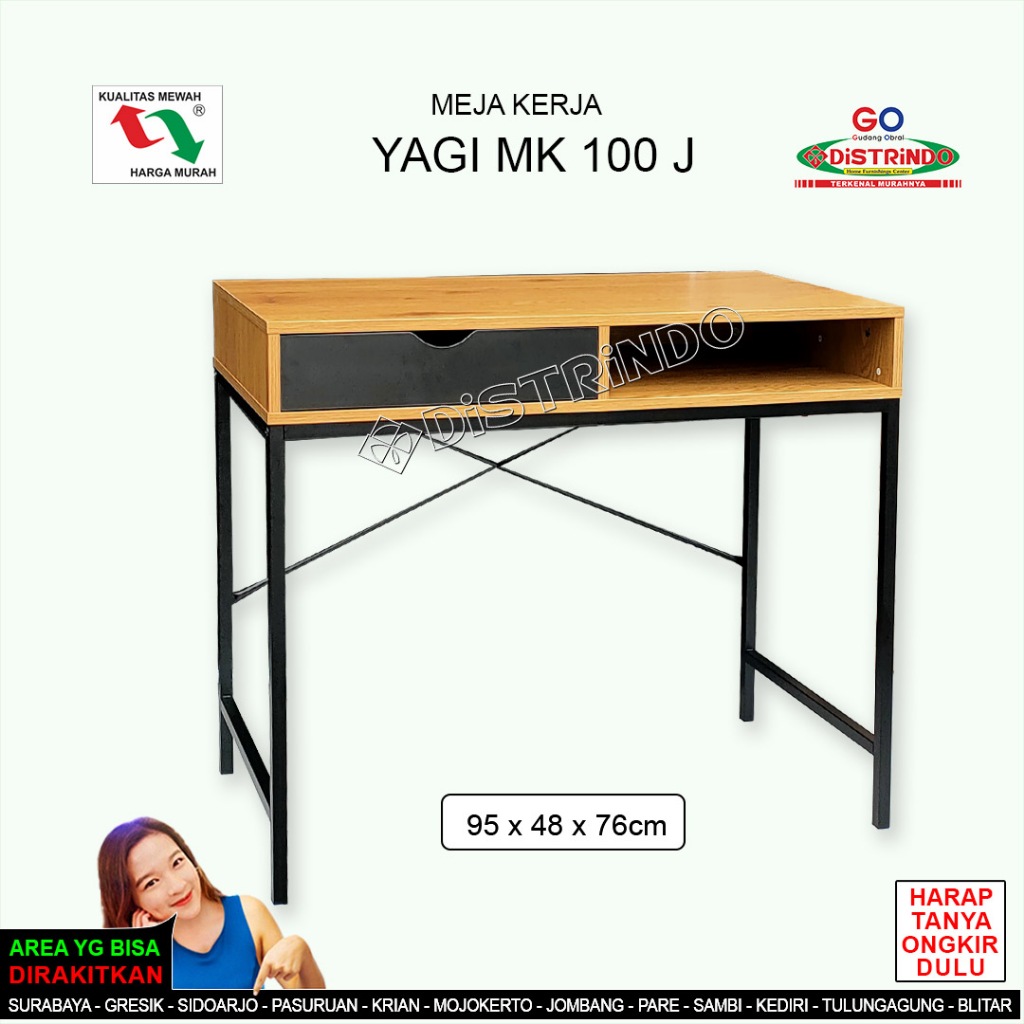 DISTRINDO Meja Kerja Minimalis Meja Komputer kaki Besi