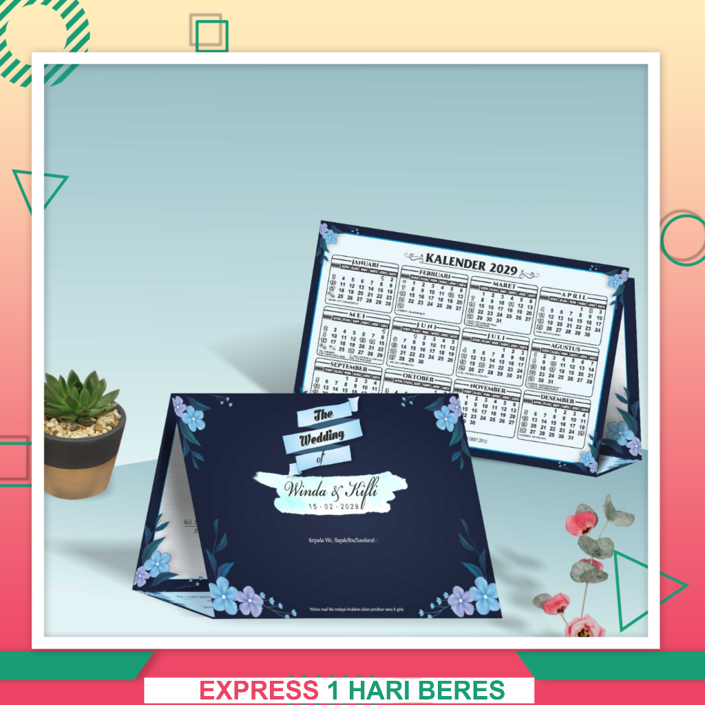 [OP-024] Undangan Kalender Duduk 2024, Undangan Pernikahan / Khitanan Glossy Elegant Murah & Tebal