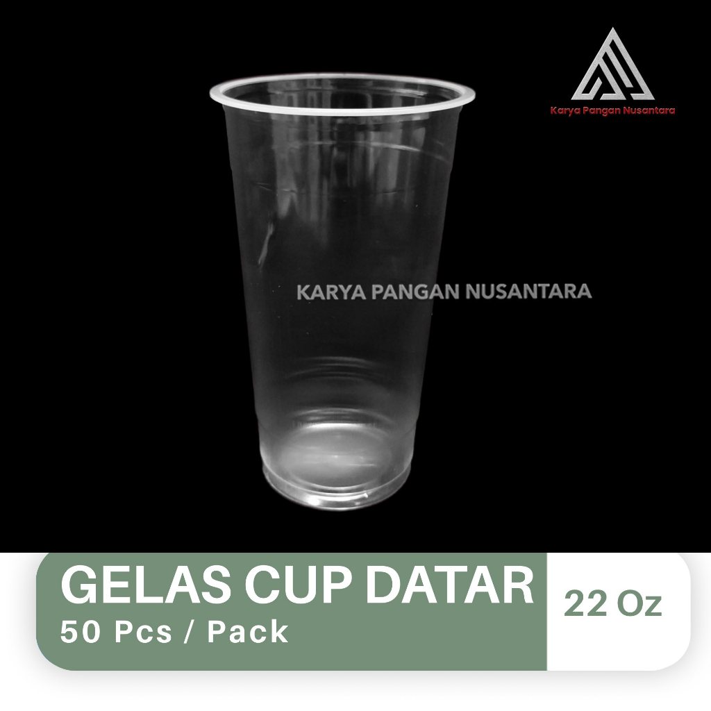 GELAS PLASTIK CUP 22 OZ GELAS CUP DATAR BENING BULAT TEBAL PCS