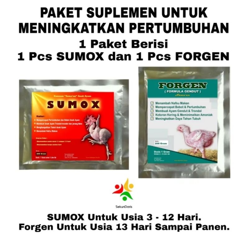 Vitamin Ayam - Sumox dan Forgen - Penambah Nafsu Makan Ayam - Penggemuk Ayam