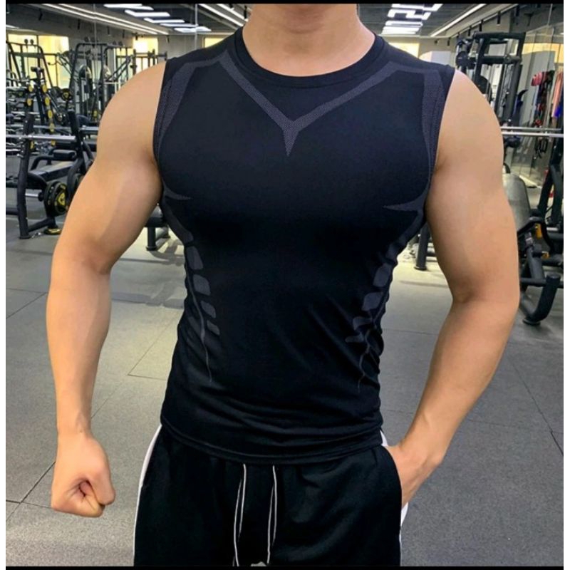 kaos gym pria tanpa lengan
