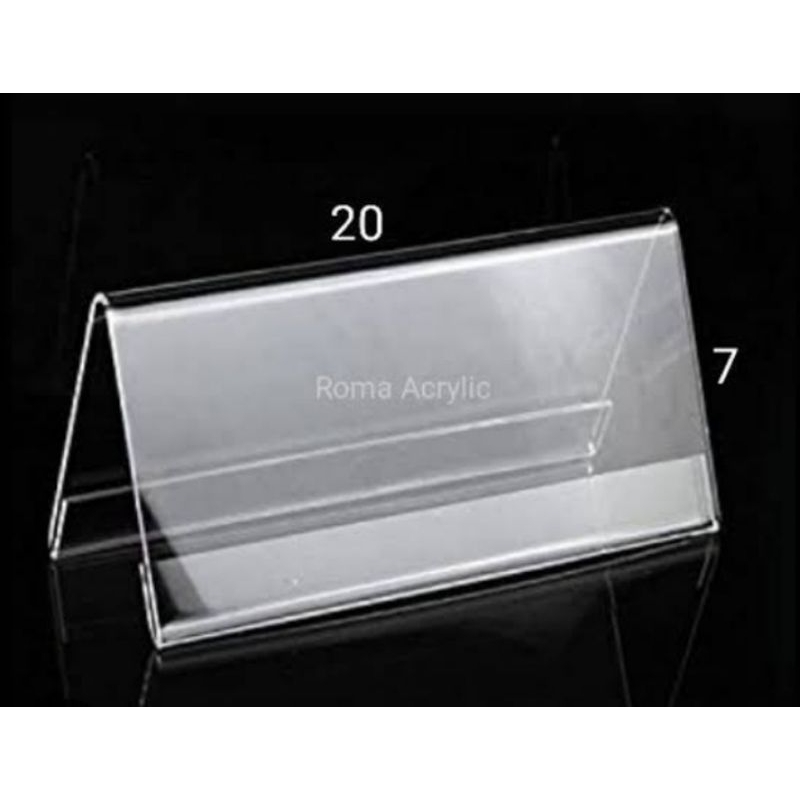 

akrilik bening papan nama meja segitiga 2sisi uk 7x20cm tebal 2mm