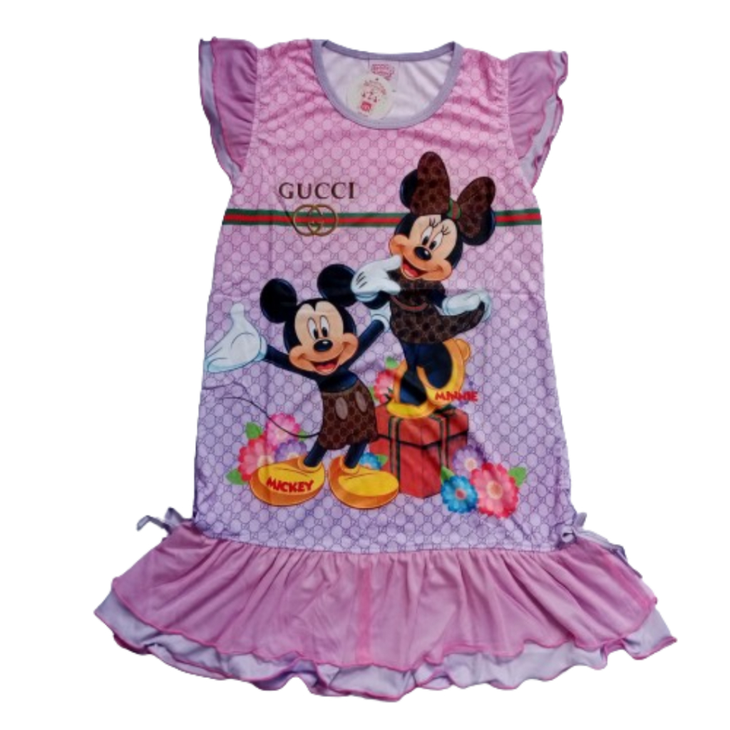Dress anak perempuan mickey mouse 5-9 tahun daster kids girl da3e baju tidur gaun pesta