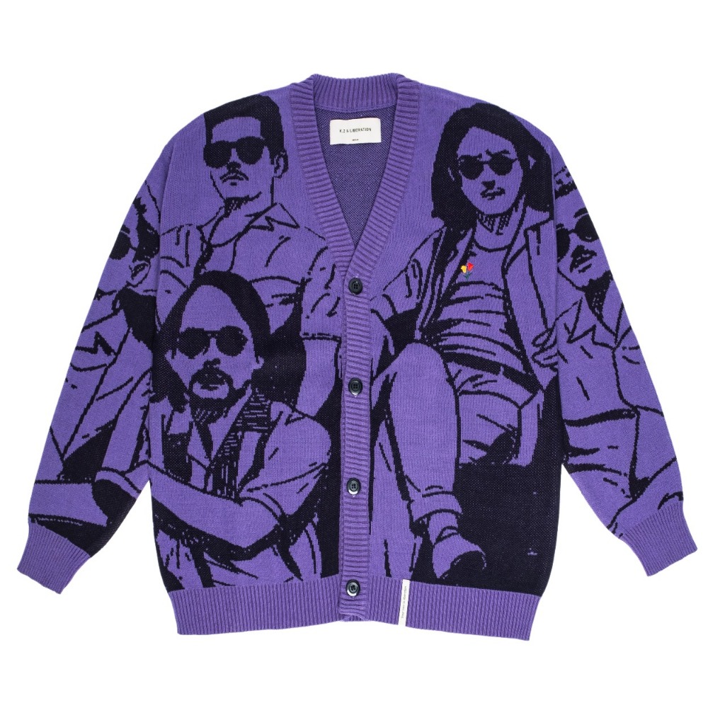 KZL X The Adams Collaboration DEPICTION - Knitted Cardigan Stone Purple