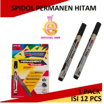 

(PER PCS) Spidol Permanen / Permanent Marker / Marker Warna Hitam V-TRO VPM-12 (SPIDOL MURAH, SPIDOL GROSIR)